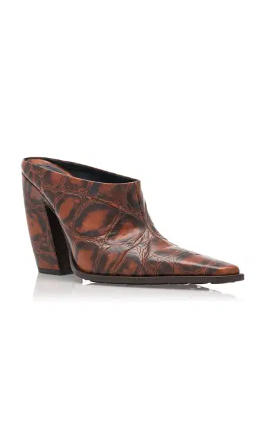 Bottega Veneta Tex Croc-Embossed Leather Mules | Thumbnail 6