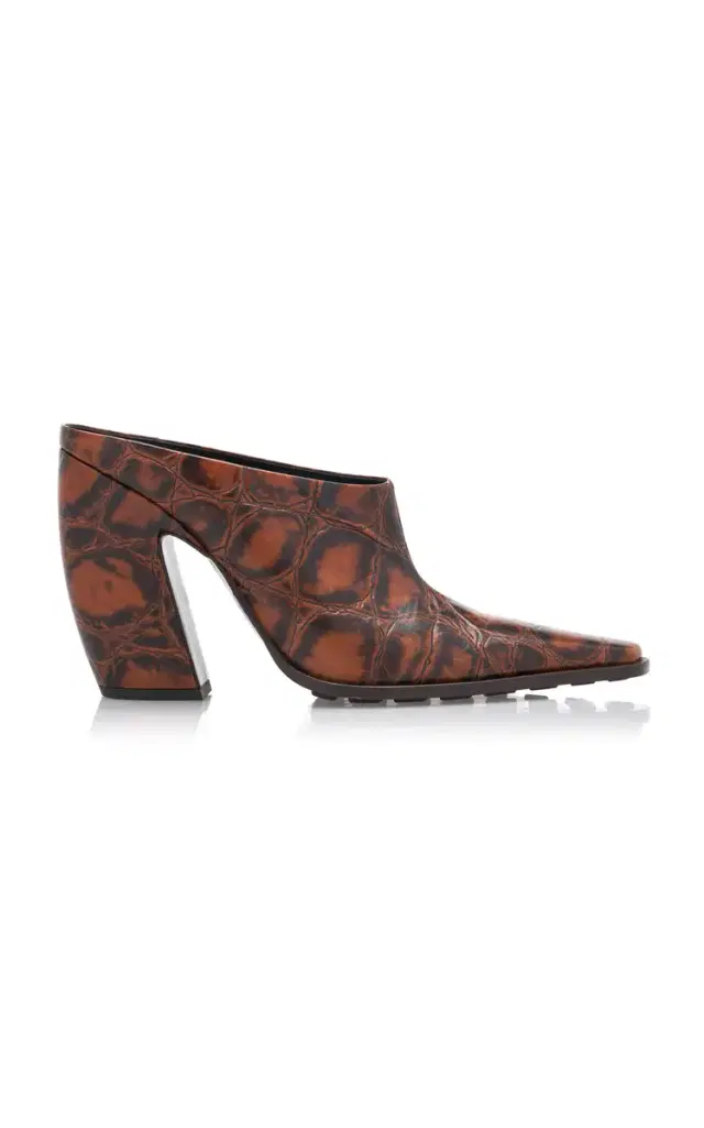 Tex Croc-Embossed Leather Mules