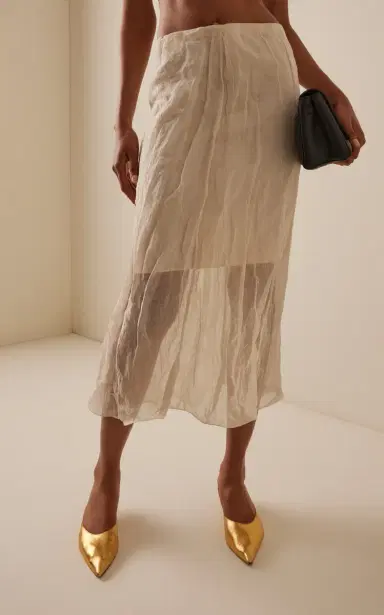 Brandon Maxwell The James Low-Rise Metallic Organza Midi Skirt | Thumbnail 4
