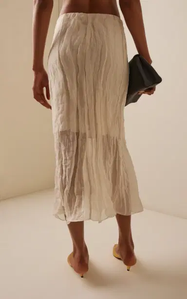 Brandon Maxwell The James Low-Rise Metallic Organza Midi Skirt | Thumbnail 5
