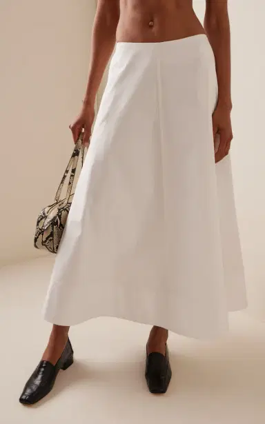 Brandon Maxwell The Knox Low-Rise Cotton Poplin Midi Skirt | Thumbnail 3