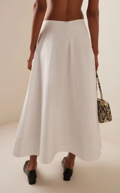 Brandon Maxwell The Knox Low-Rise Cotton Poplin Midi Skirt | Thumbnail 4
