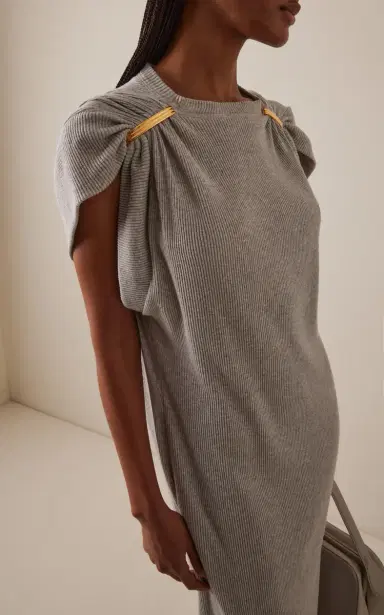 Brandon Maxwell The Lucy Draped Ribbed Jersey Midi Dress | Thumbnail 3