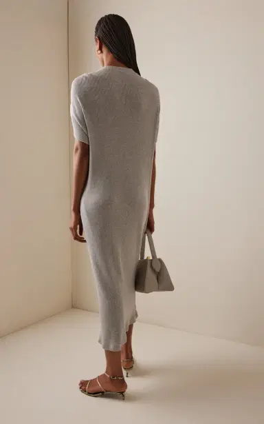 Brandon Maxwell The Lucy Draped Ribbed Jersey Midi Dress | Thumbnail 4