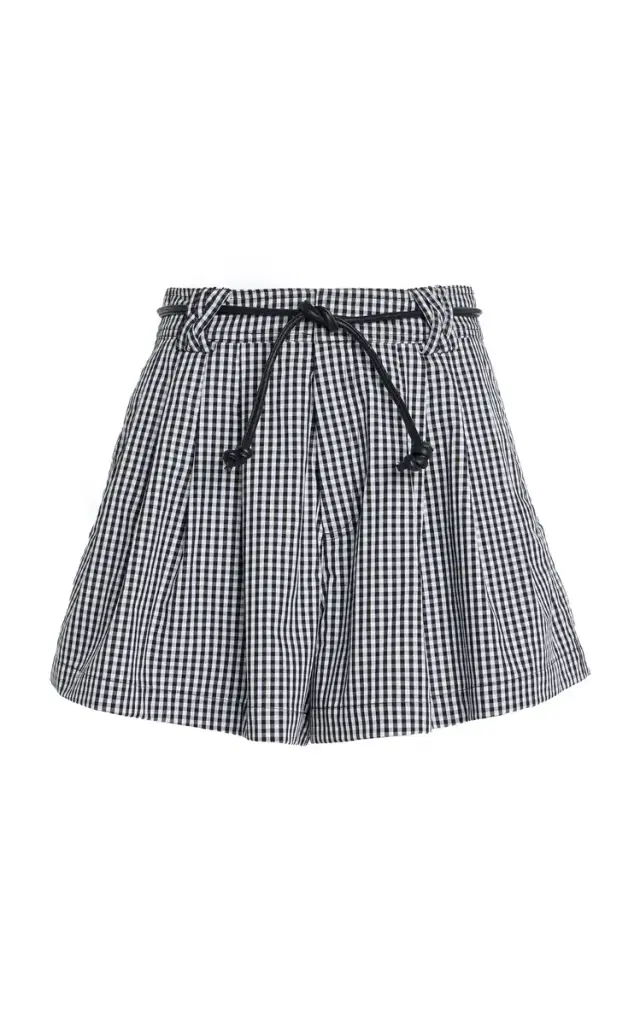 Neci Belted Gingham Cotton Shorts