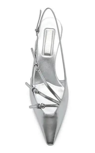 Miu Miu Buckled Metallic Leather Slingback Pumps | Thumbnail 3 Miu Miu Buckled Metallic Leather Slingback Pumps | Thumbnail 3
