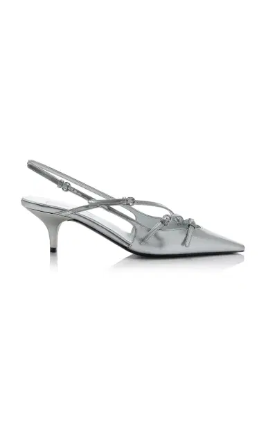 Miu Miu Buckled Metallic Leather Slingback Pumps | Thumbnail 6 Miu Miu Buckled Metallic Leather Slingback Pumps | Thumbnail 6