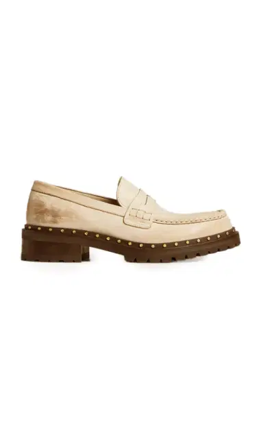 Golden Goose Jerry Rock Studded Distressed Leather Loafers | Thumbnail 1