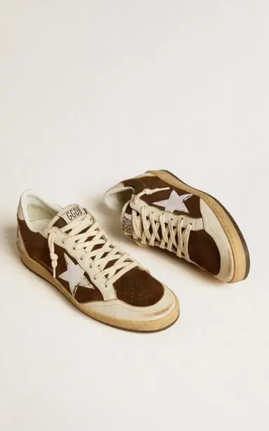 Golden Goose Ballstar Flocked-Detailed Suede Sneakers | Thumbnail 3