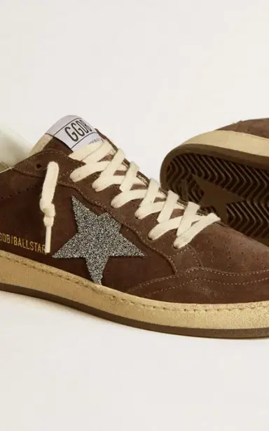 Golden Goose Ballstar Glitter-Embellished Suede Sneakers | Thumbnail 9