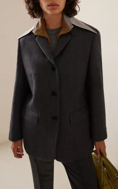 Prada Collared Gabardine Jacket | Thumbnail 3 Prada Collared Gabardine Jacket | Thumbnail 3