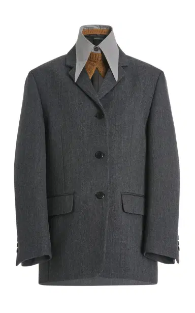 Prada Collared Gabardine Jacket | Thumbnail 1 Prada Collared Gabardine Jacket | Thumbnail 1