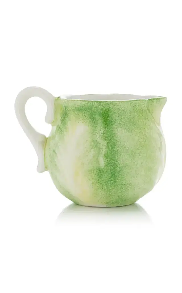 Small Handcrafted Ceramic Cabbage Creamer - Green