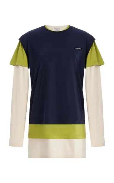 Miu Miu Set-of-Three Cotton Jersey T-Shirts | Thumbnail 1 Miu Miu Set-of-Three Cotton Jersey T-Shirts | Thumbnail 1