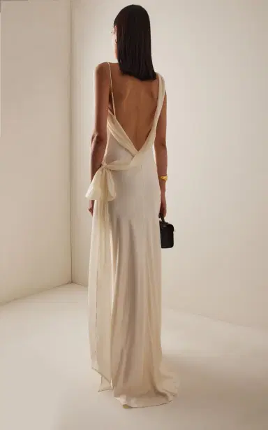 Arcina Ori Helena Chiffon-Detailed Satin Gown | Thumbnail 4