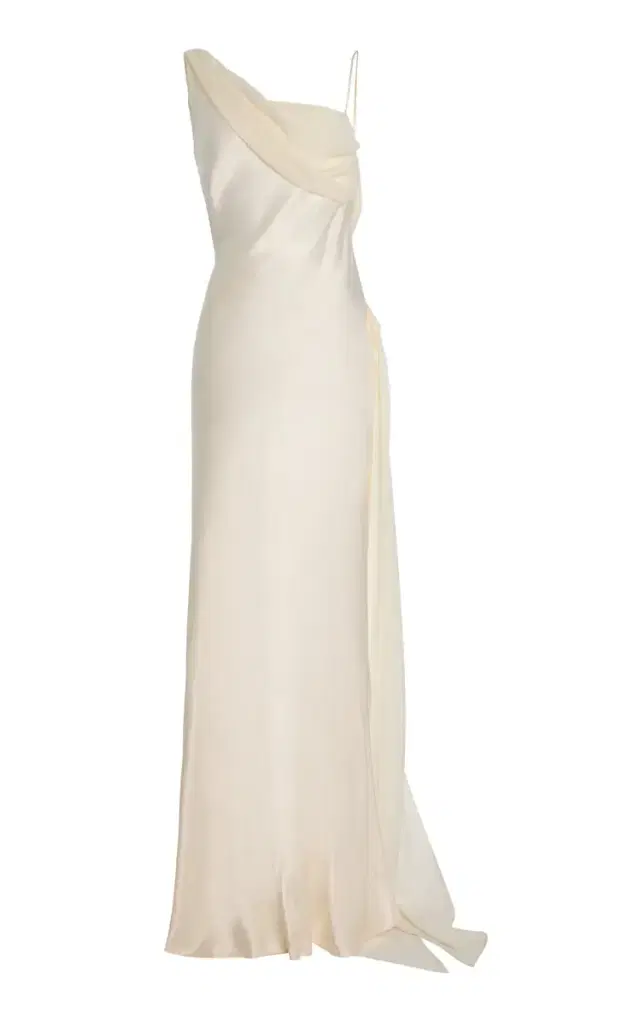 Helena Chiffon-Detailed Satin Gown Helena Chiffon-Detailed Satin Gown