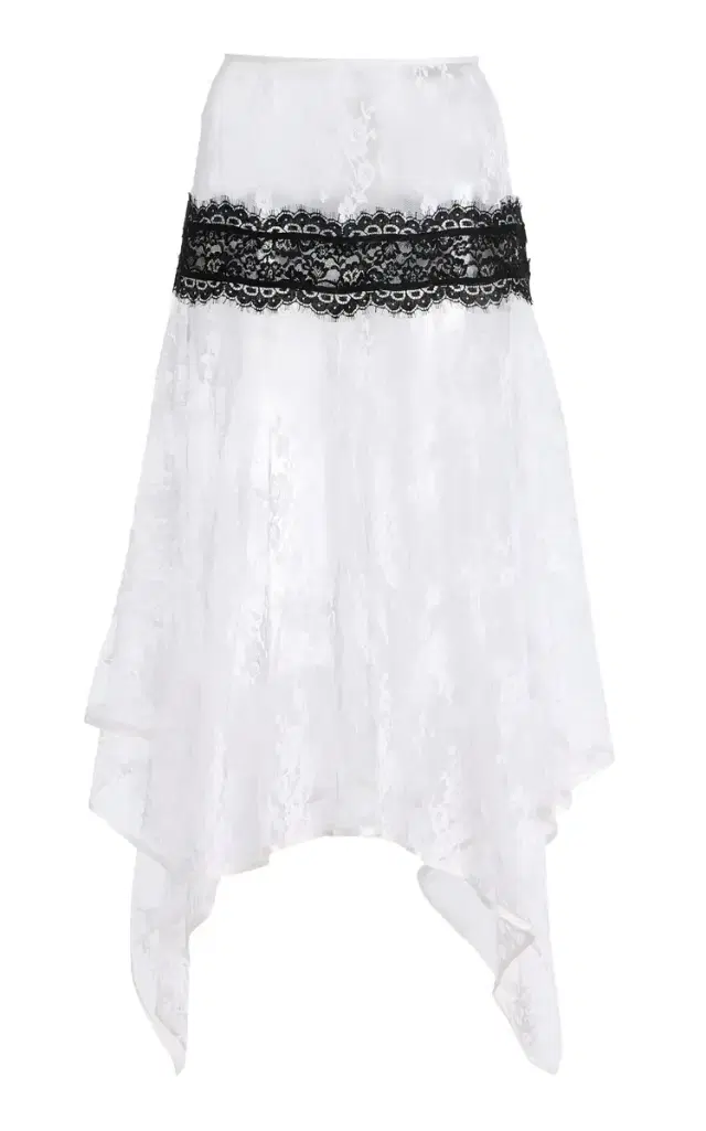 Rodarte Asymmetric Cotton-Blend Lace Midi Skirt