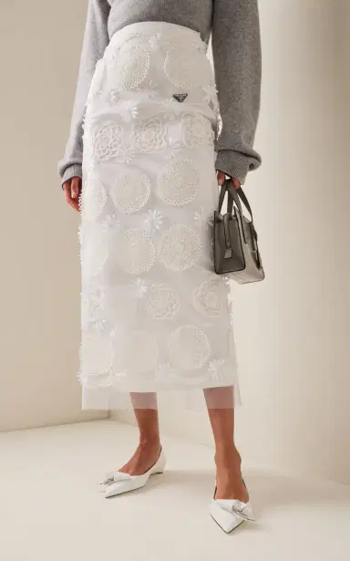 Prada Duchesse Embroidered Silk Midi Skirt | Thumbnail 3 Prada Duchesse Embroidered Silk Midi Skirt | Thumbnail 3