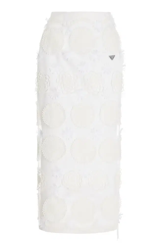 Duchesse Embroidered Silk Midi Skirt
