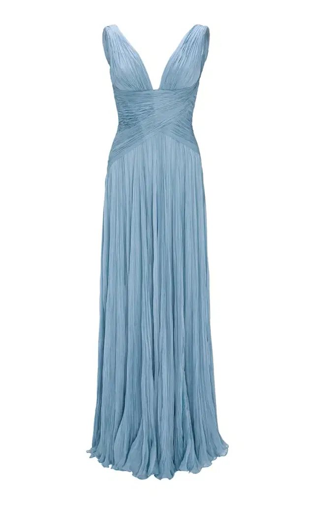 Lettuce Hem Pleated Silk Gown