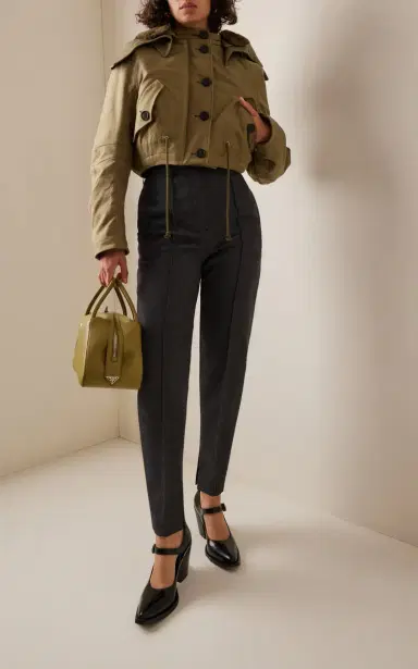 Prada Fleece-Lined Cotton Cropped Jacket | Thumbnail 2