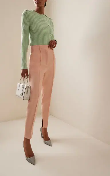 Prada High-Rise Stretch-Natté Wool Slim Pants | Thumbnail 2 Prada High-Rise Stretch-Natté Wool Slim Pants | Thumbnail 2