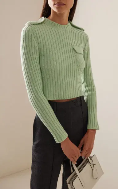Prada Cropped Knit Cashmere Sweater | Thumbnail 2 Prada Cropped Knit Cashmere Sweater | Thumbnail 2