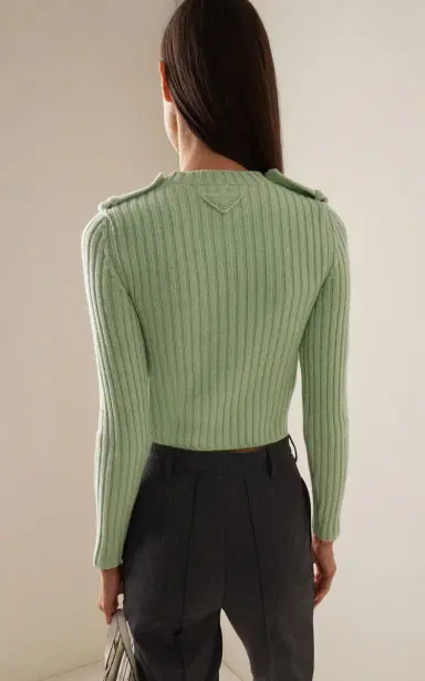 Prada Cropped Knit Cashmere Sweater | Thumbnail 4 Prada Cropped Knit Cashmere Sweater | Thumbnail 4