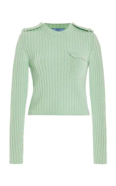 Prada Cropped Knit Cashmere Sweater | Thumbnail 1 Prada Cropped Knit Cashmere Sweater | Thumbnail 1