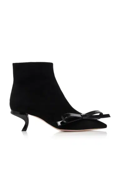 Roger Vivier Virgule Bow-Embellished Suede Ankle Boots | Thumbnail 1 Roger Vivier Virgule Bow-Embellished Suede Ankle Boots | Thumbnail 1