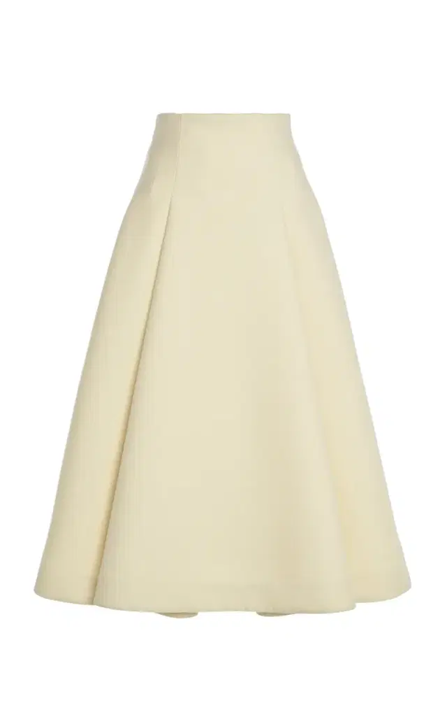Compact-Knit Wool Midi Skirt