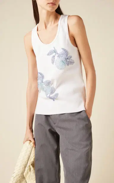 Bottega Veneta Beaded Cotton Tank Top | Thumbnail 2 Bottega Veneta Beaded Cotton Tank Top | Thumbnail 2