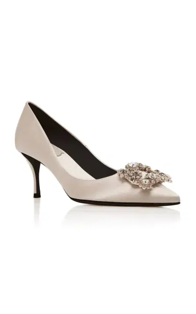 Roger Vivier Flower Embellished Satin Pumps | Thumbnail 4 Roger Vivier Flower Embellished Satin Pumps | Thumbnail 4