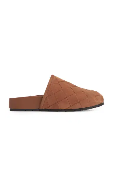 Bottega Veneta Reggie Intrecciato Suede Clogs | Thumbnail 1 Bottega Veneta Reggie Intrecciato Suede Clogs | Thumbnail 1