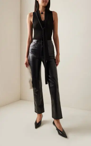 Agolde 90's High-Rise Recycled Leather Straight-Leg Pants - Black | Thumbnail 4 Agolde 90's High-Rise Recycled Leather Straight-Leg Pants - Black | Thumbnail 4