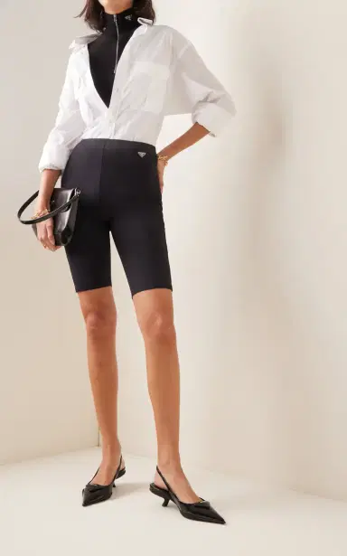 Prada Logo-Detailed Stretch-Jersey Biker Shorts | Thumbnail 2 Prada Logo-Detailed Stretch-Jersey Biker Shorts | Thumbnail 2