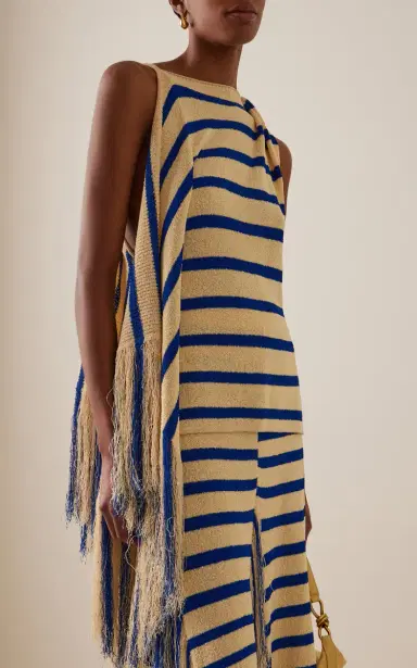 Proenza Schouler Yves Stripe Fringed Cotton Knit Top | Thumbnail 2