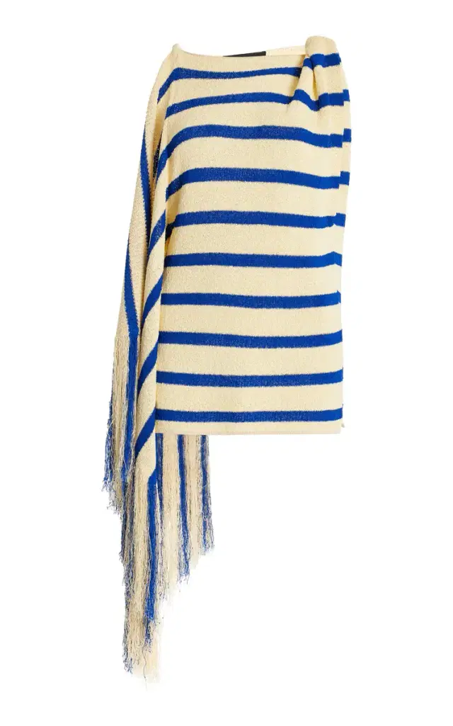 Proenza Schouler Yves Stripe Fringed Cotton Knit Top