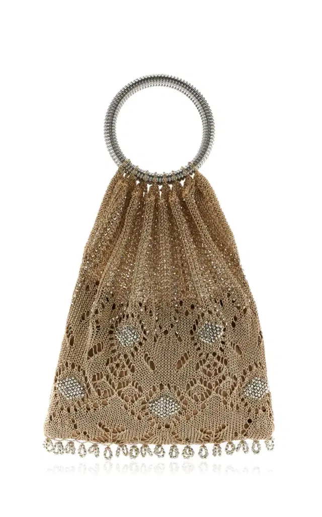 Crystal Mesh Top Handle Bag - Gold - OS
