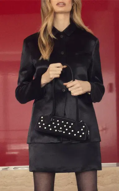 Alaïa Exclusive Le Teckel Small Studded Suede Shoulder Bag | Thumbnail 2