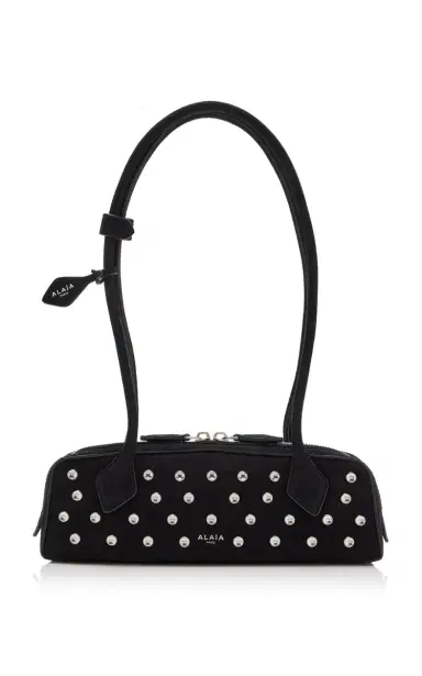 Alaïa Exclusive Le Teckel Small Studded Suede Shoulder Bag | Thumbnail 9