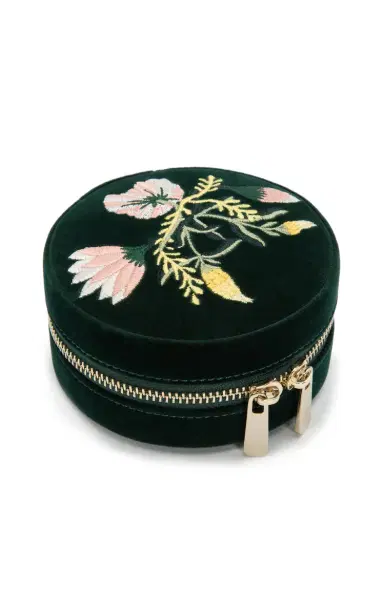 WOLF Zoe Embroidered Velvet Travel Round - Green | Thumbnail 11 WOLF Zoe Embroidered Velvet Travel Round - Green | Thumbnail 11