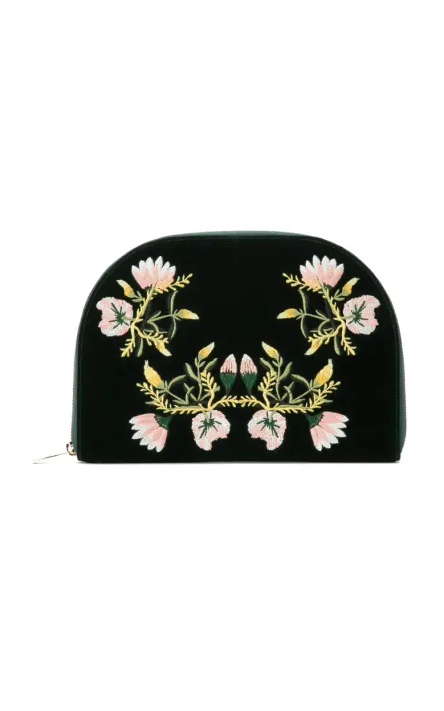 Zoe Embroidered Velvet Portfolio - Green