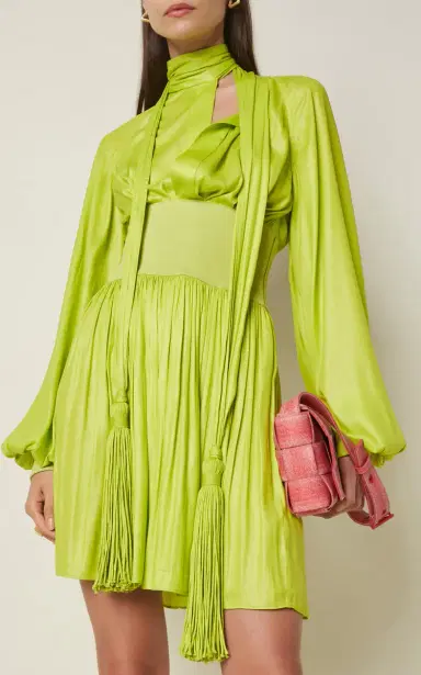 Bottega Veneta Tassel-Detailed Chintzed Mini Dress | Thumbnail 3 Bottega Veneta Tassel-Detailed Chintzed Mini Dress | Thumbnail 3