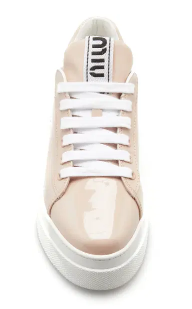 Miu Miu Crystal-Embellished Leather Sneakers | Thumbnail 2