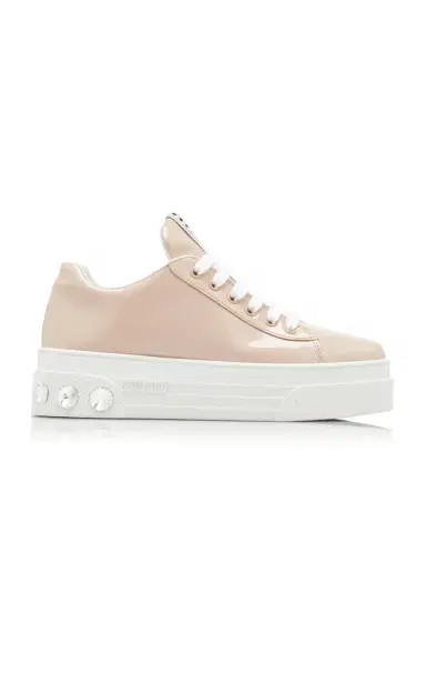 Miu Miu Crystal-Embellished Leather Sneakers | Thumbnail 14