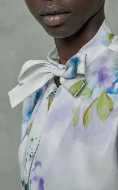 Prada Printed Radzmire Tie-Neck Top | Thumbnail 3