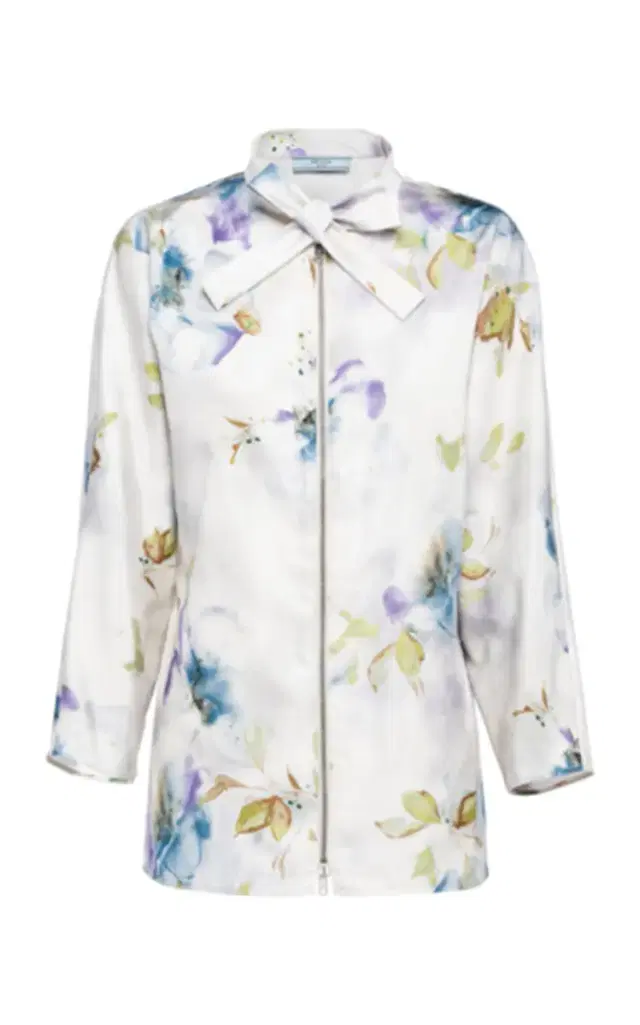 Prada Printed Radzmire Tie-Neck Top