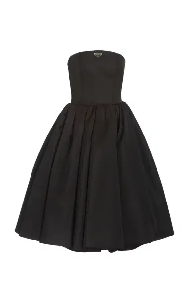 Prada Logo-Detailed Nylon Gabardine Strapless Midi Dress | Thumbnail 10 Prada Logo-Detailed Nylon Gabardine Strapless Midi Dress | Thumbnail 10