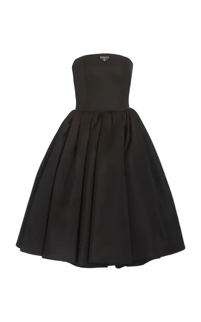Prada Logo-Detailed Nylon Gabardine Strapless Midi Dress